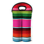 Colorful Mexican Blanket Stripe Print Double Neoprene Wine Tote