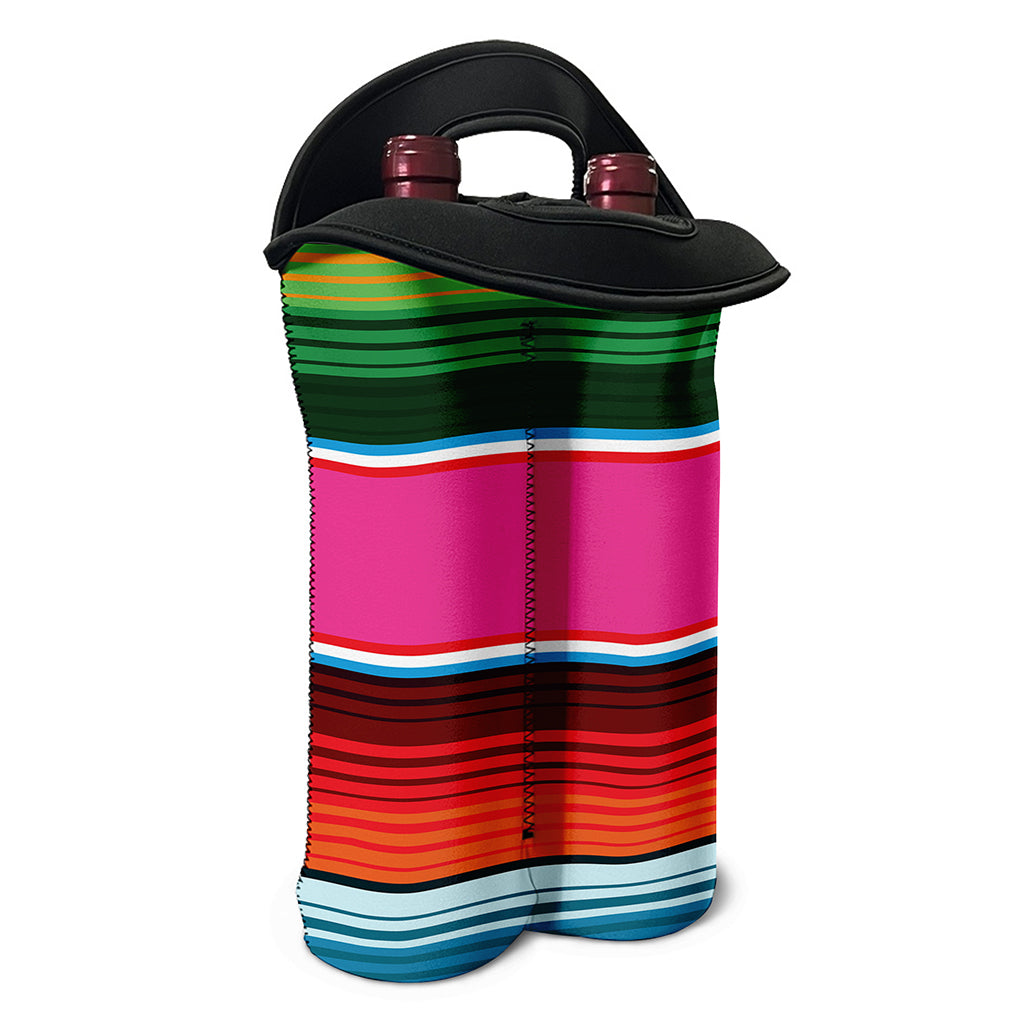 Colorful Mexican Blanket Stripe Print Double Neoprene Wine Tote