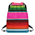 Colorful Mexican Blanket Stripe Print Drawstring Backpack
