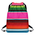 Colorful Mexican Blanket Stripe Print Drawstring Backpack
