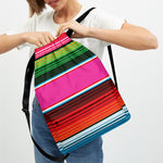 Colorful Mexican Blanket Stripe Print Drawstring Backpack