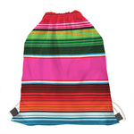 Colorful Mexican Blanket Stripe Print Drawstring Bag