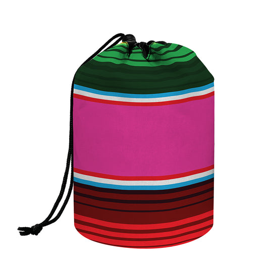 Colorful Mexican Blanket Stripe Print Drawstring Makeup Bag