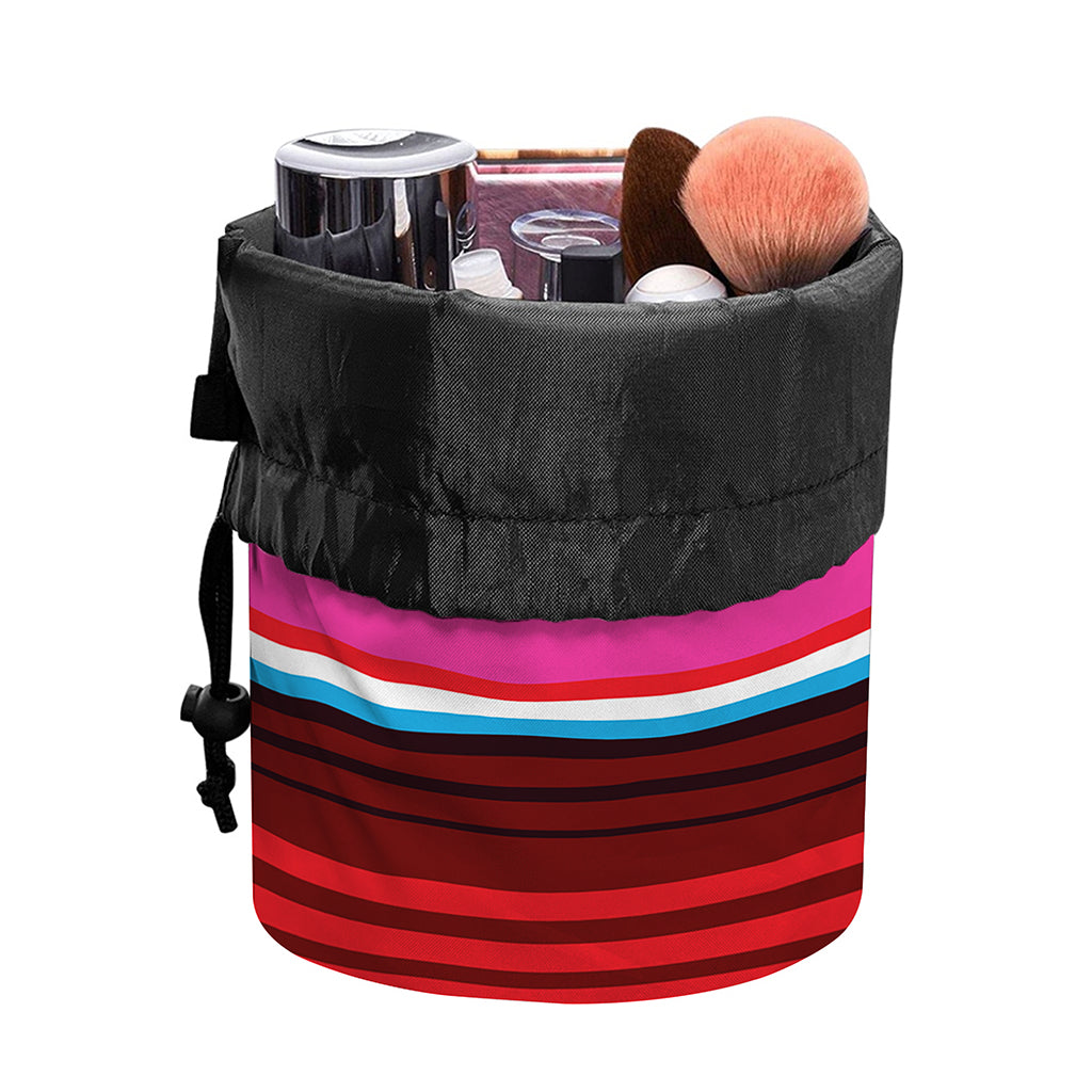 Colorful Mexican Blanket Stripe Print Drawstring Makeup Bag