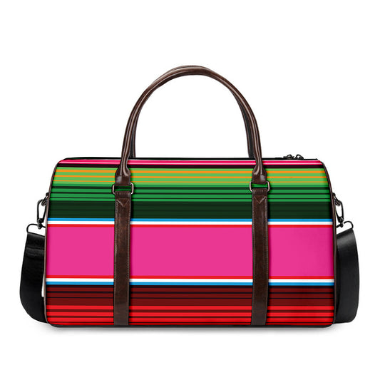 Colorful Mexican Blanket Stripe Print Duffle Bag