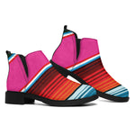 Colorful Mexican Blanket Stripe Print Flat Ankle Boots