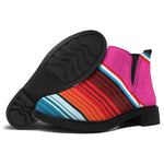 Colorful Mexican Blanket Stripe Print Flat Ankle Boots