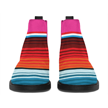 Colorful Mexican Blanket Stripe Print Flat Ankle Boots