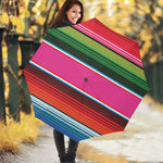 Colorful Mexican Blanket Stripe Print Foldable Umbrella