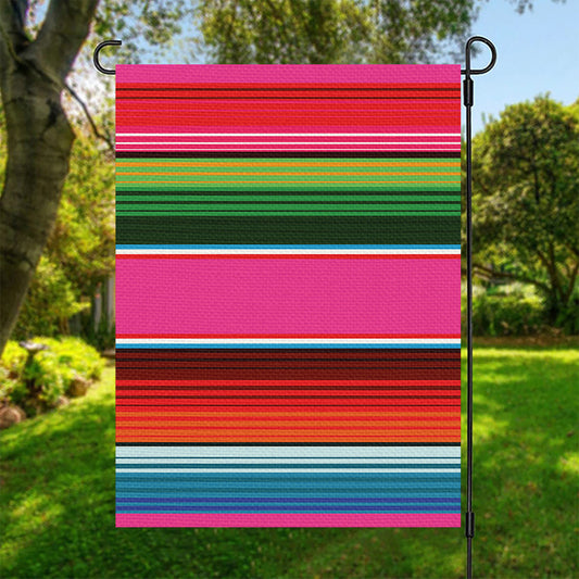 Colorful Mexican Blanket Stripe Print Garden Flag