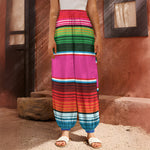 Colorful Mexican Blanket Stripe Print Harem Pants