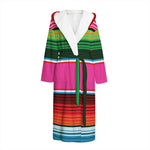 Colorful Mexican Blanket Stripe Print Hooded Bathrobe