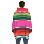 Colorful Mexican Blanket Stripe Print Hoodie Blanket