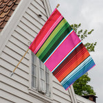 Colorful Mexican Blanket Stripe Print House Flag
