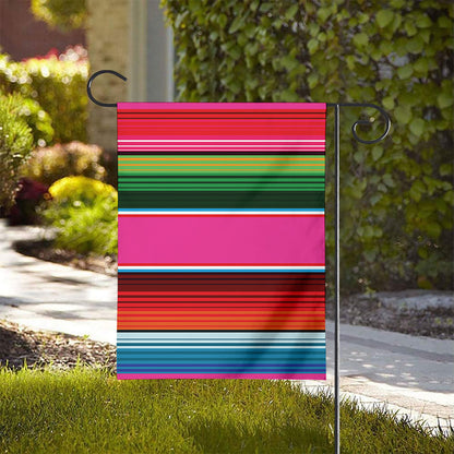 Colorful Mexican Blanket Stripe Print House Flag