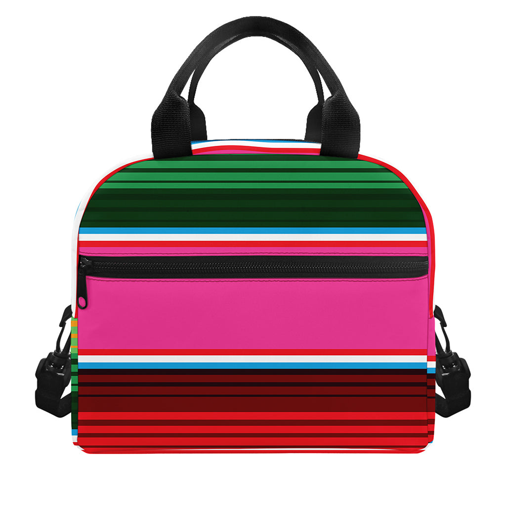 Colorful Mexican Blanket Stripe Print Insulated Lunch Bag