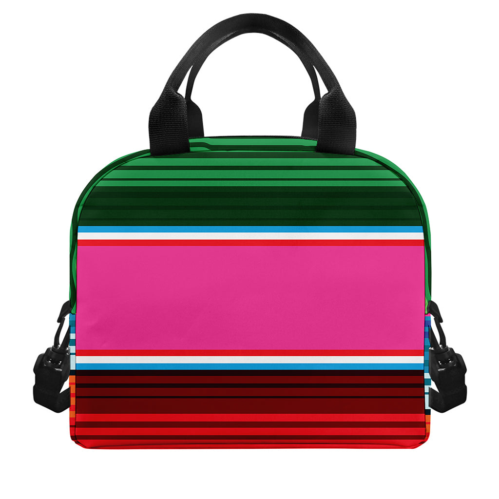 Colorful Mexican Blanket Stripe Print Insulated Lunch Bag