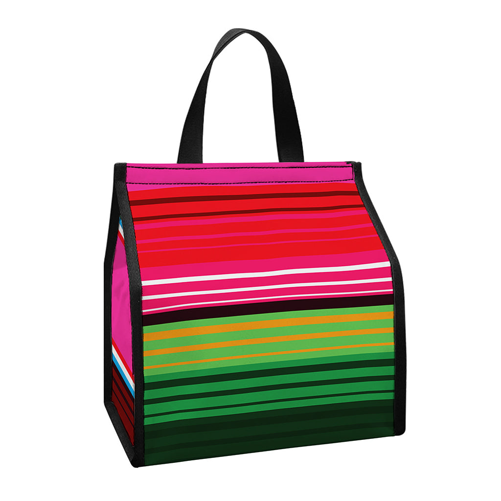 Colorful Mexican Blanket Stripe Print Insulated Lunch Tote