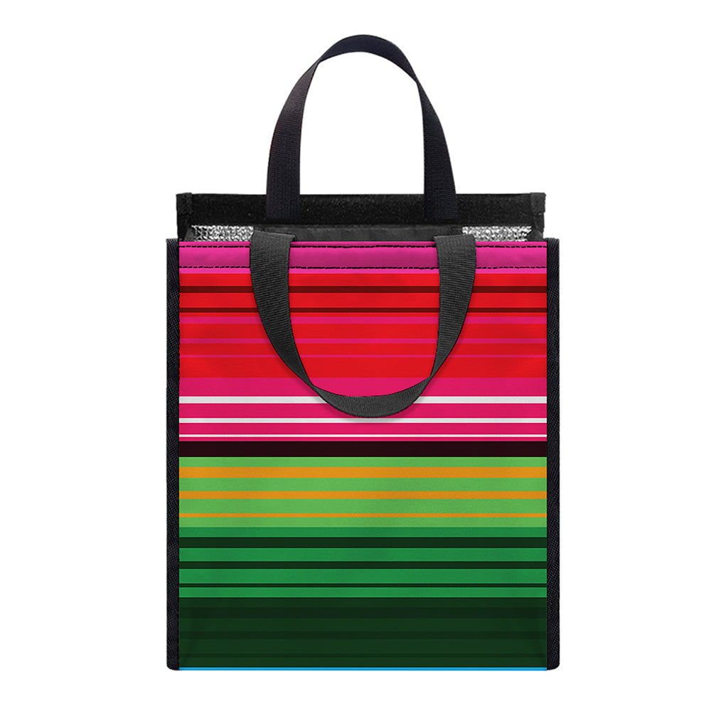 Colorful Mexican Blanket Stripe Print Insulated Lunch Tote