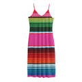 Colorful Mexican Blanket Stripe Print Jersey Midi Cami Dress