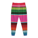 Colorful Mexican Blanket Stripe Print Jogger Pants