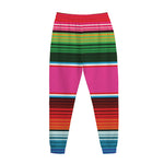 Colorful Mexican Blanket Stripe Print Jogger Pants