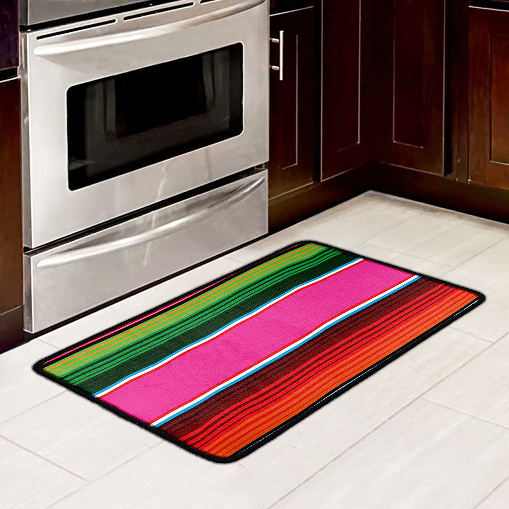 Colorful Mexican Blanket Stripe Print Kitchen Mat