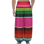 Colorful Mexican Blanket Stripe Print Lantern Pants