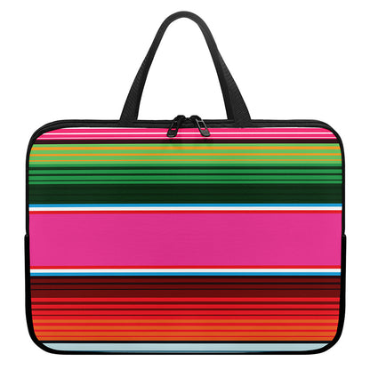 Colorful Mexican Blanket Stripe Print Laptop Sleeve With Handle