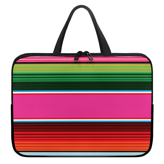 Colorful Mexican Blanket Stripe Print Laptop Sleeve With Handle