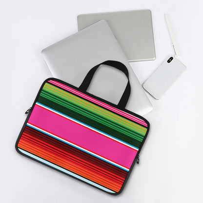 Colorful Mexican Blanket Stripe Print Laptop Sleeve With Handle