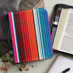 Colorful Mexican Blanket Stripe Print Leather Bible Cover