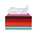 Colorful Mexican Blanket Stripe Print Leather Tissue Box Cover