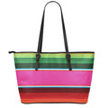 Colorful Mexican Blanket Stripe Print Leather Tote Bag With Zipper