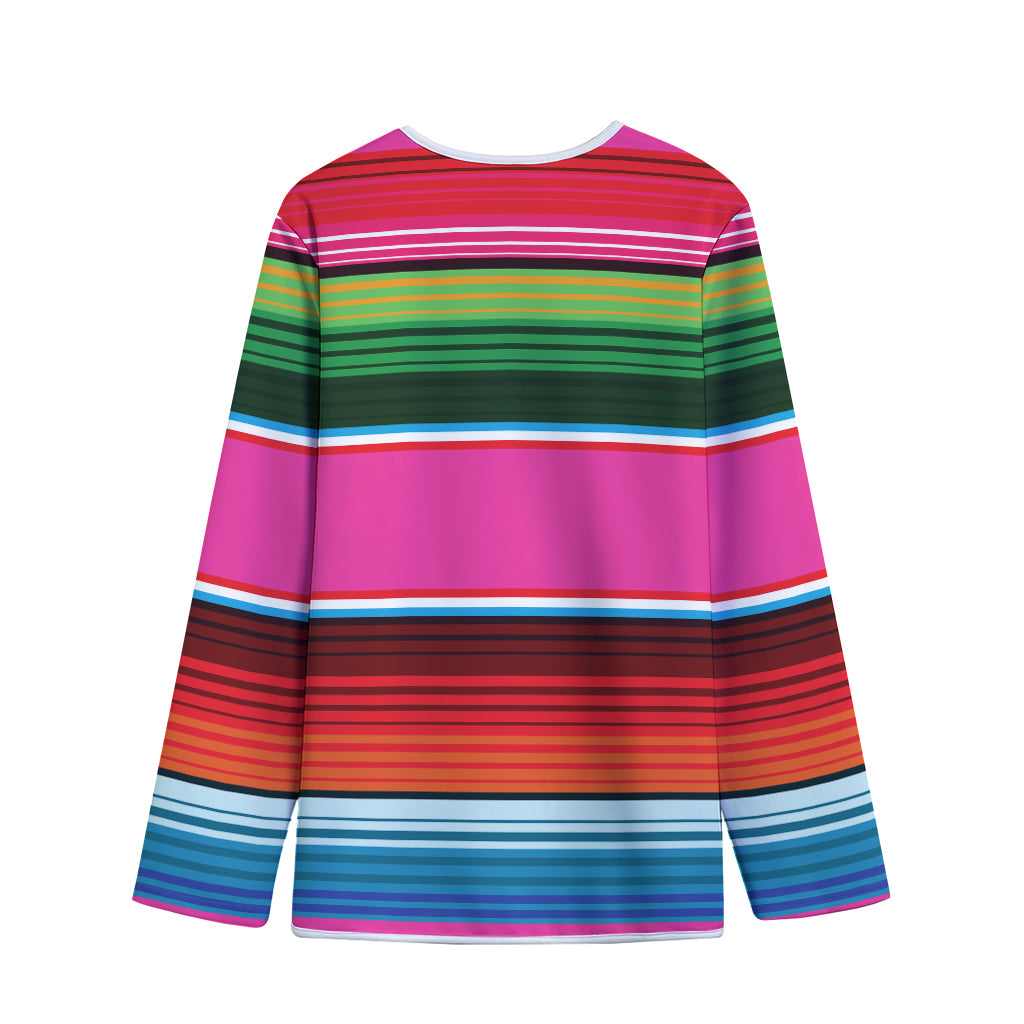 Colorful Mexican Blanket Stripe Print Long Sleeve Short Coat