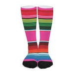 Colorful Mexican Blanket Stripe Print Long Socks