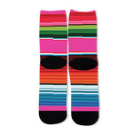 Colorful Mexican Blanket Stripe Print Long Socks