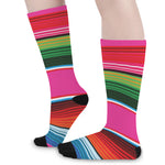 Colorful Mexican Blanket Stripe Print Long Socks