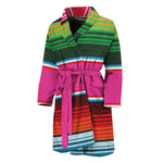 Colorful Mexican Blanket Stripe Print Men's Bathrobe