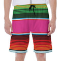 Colorful Mexican Blanket Stripe Print Men's Beach Shorts