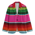 Colorful Mexican Blanket Stripe Print Men's Blazer