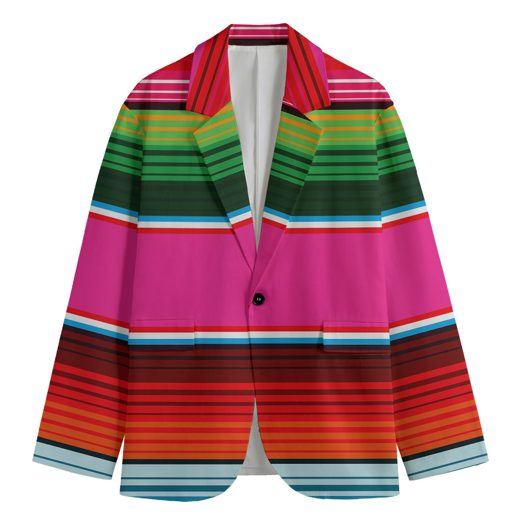 Colorful Mexican Blanket Stripe Print Men's Blazer