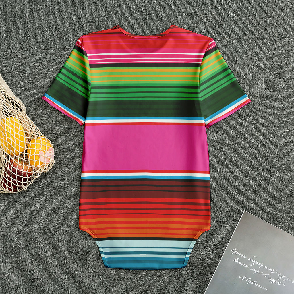 Colorful Mexican Blanket Stripe Print Men's Bodysuit