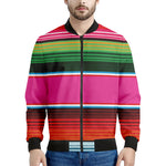 Colorful Mexican Blanket Stripe Print Men's Bomber Jacket