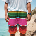 Colorful Mexican Blanket Stripe Print Men's Cargo Shorts