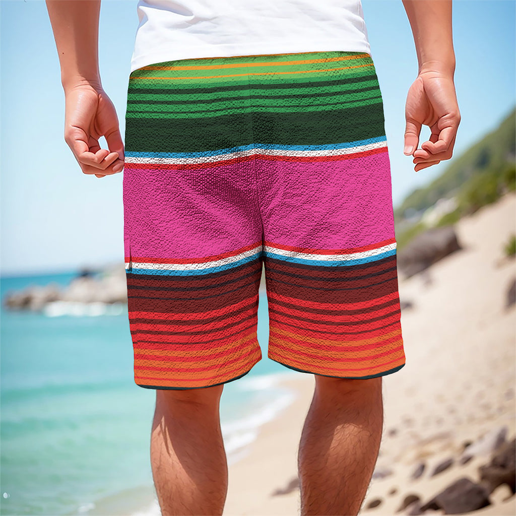Colorful Mexican Blanket Stripe Print Men's Cargo Shorts