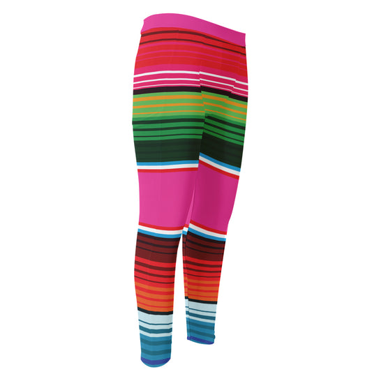 Colorful Mexican Blanket Stripe Print Men's Compression Pants