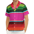 Colorful Mexican Blanket Stripe Print Men's Deep V-Neck Shirt
