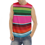 Colorful Mexican Blanket Stripe Print Men's Fitness Tank Top