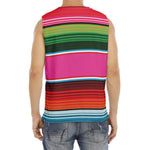 Colorful Mexican Blanket Stripe Print Men's Fitness Tank Top